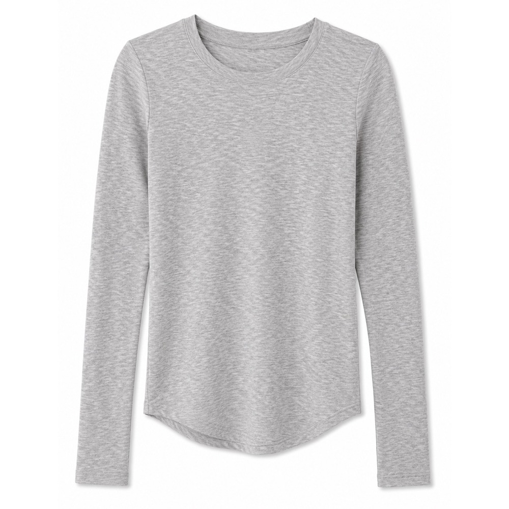 American Eagle Heather Gray Long Sleeve Ribbed Crew Neck Top XS 4139902695